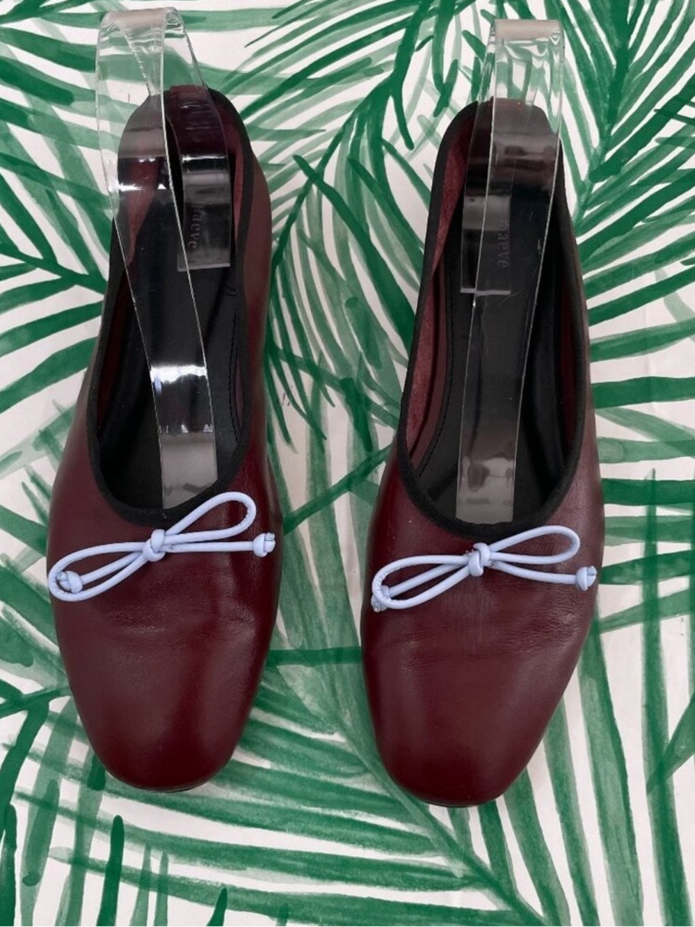 Anthropologie Maeve Burgundy Red Leather Bow Ballet Flats Size 39 (US 8)